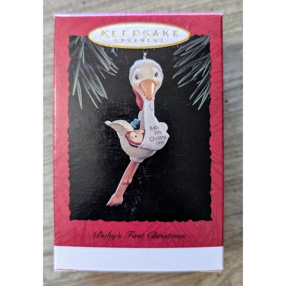 1995 Hallmark Keepsake Ornament Babys First Christmas Stork Delivery Vintage - Picture 1 of 5